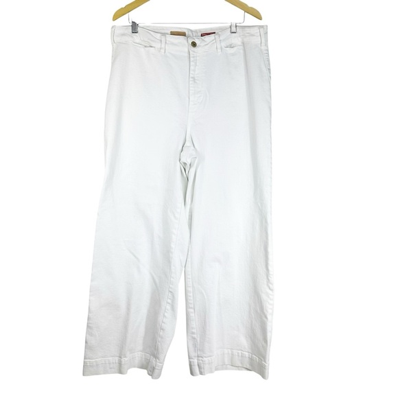 PILCRO Anthropologie White Denim 16W Plus size Wide Leg Ankle Pants High Rise - Picture 1 of 8